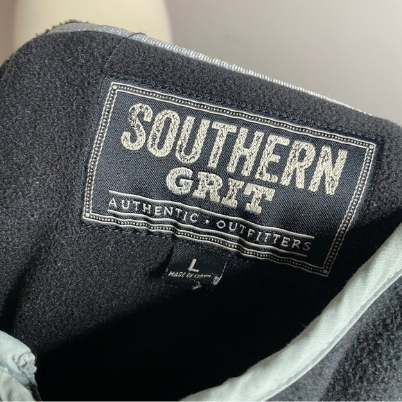 Southern Grit Fleece Mens Large Gray Black Tundra Coloblock Snap Warm Winter - Picture 4 of 4